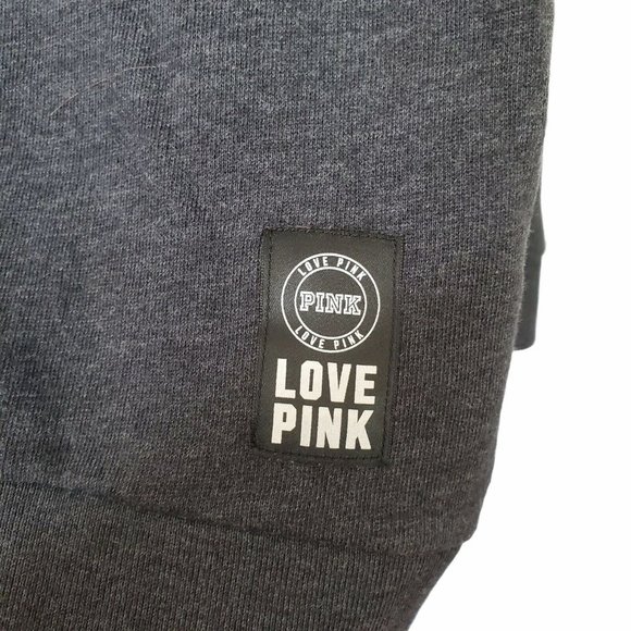 PINK VS Gray Long Sleeve Funnel Neck Sweatshirt S - Picture 6 of 11
